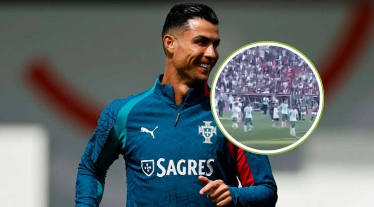 Un niño logró colarse en el estadio para sacarse una foto con Cristiano Ronaldo y la reacción de CR7 se volvió viral