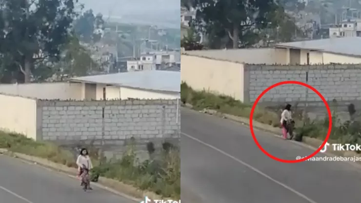 ¡Brutal Una madre patea a su hijo pequeño y todo quedó grabado