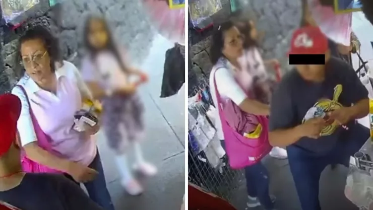 Una cámara de seguridad captó el momento en que un hombre fue señalado por presunto acoso a una menor