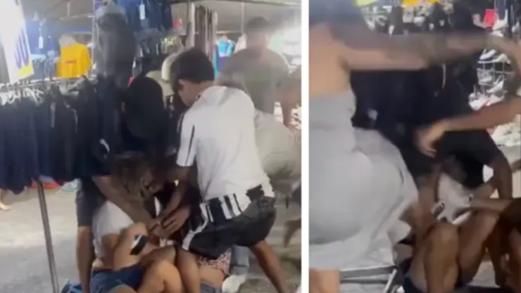 Captan BRUTAL riña entre mujeres en tianguis del Edomex