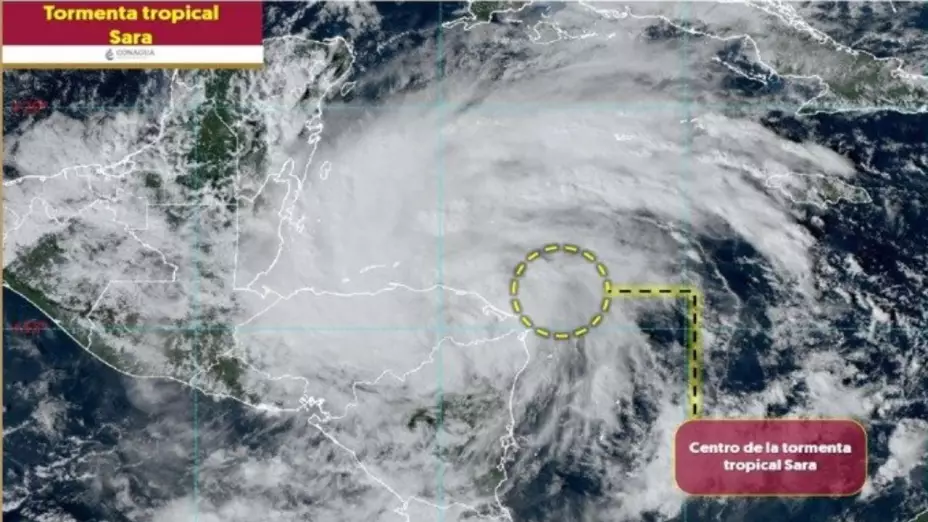 Trayectoria de la tormenta tropical “Sara”