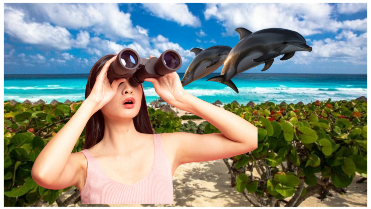 delfines en la playa