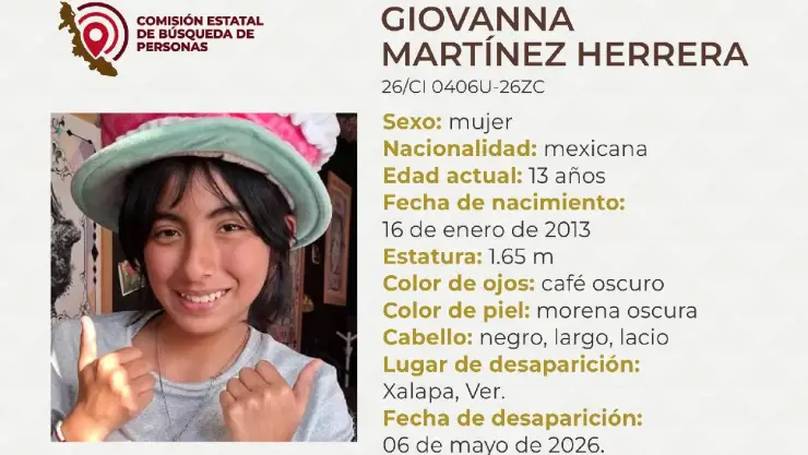 ¡Alerta! Giovanna Martínez Herrera, menor desaparecida en Veracruz ¿Qué sabemos de su desaparición?