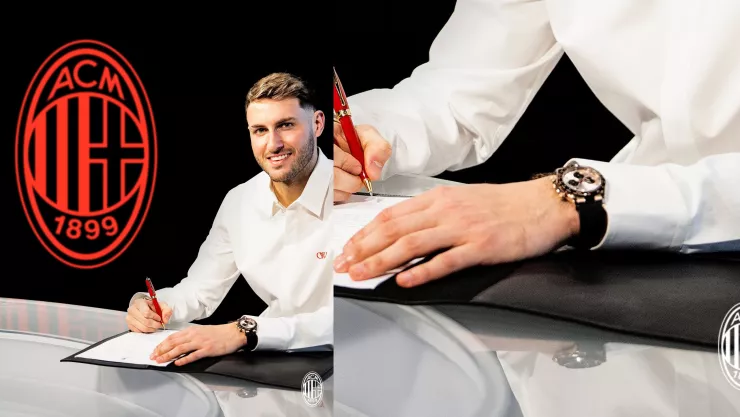 El reloj de Santiago Giménez en su presentación con el Milan.