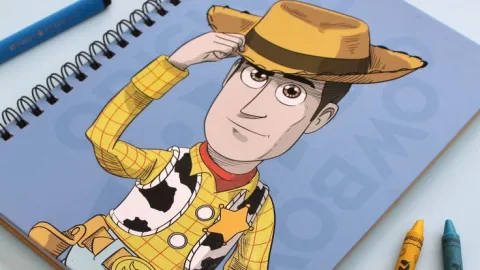 Portada estilo boceto vintage de Woody de Toy Story
