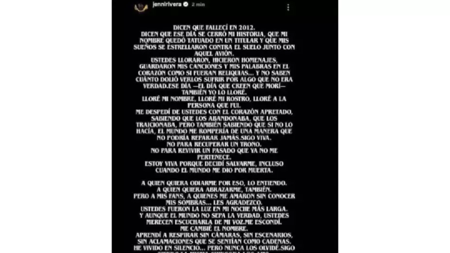 Mensaje Jenni Rivera