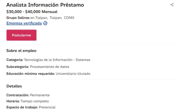 Oferta de trabajo en TV Azteca 2025