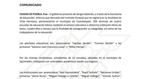 Comunicado de la Secretaría de Educación.