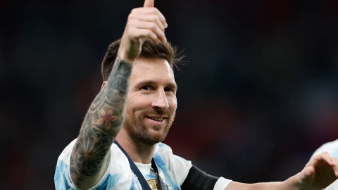 Lionel Messi celebra el triunfo de Argentina ante Italia en la Finalissima