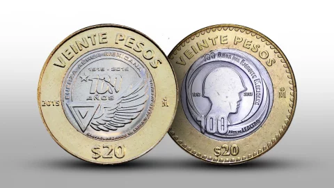 Moneda de 20 pesos se vende en miles de pesos, es edición especial en honor la Fuerza Aérea Mexicana