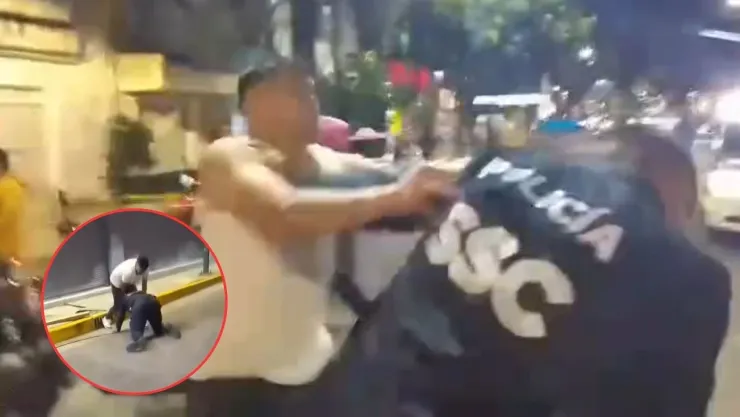 VIDEO: Captan pelea de un Policía de CDMX con un motociclista ebrio en la Roma