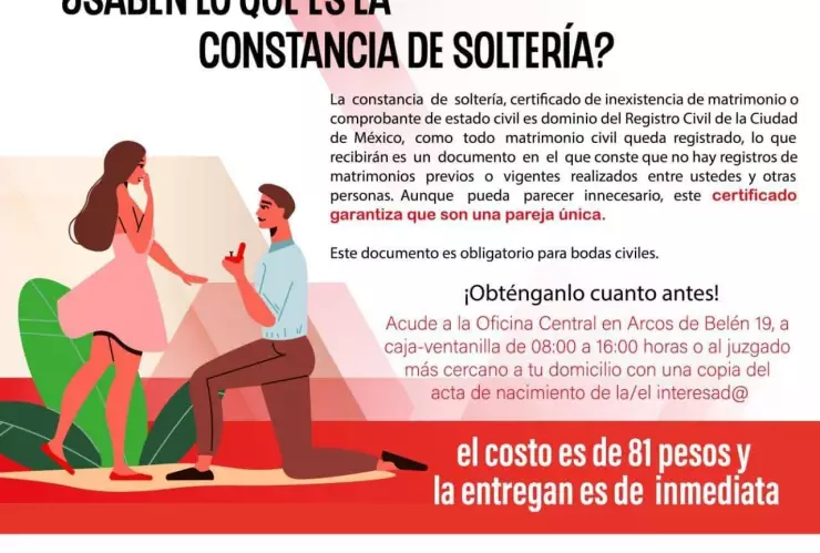 Constancia de soltería en CDMX