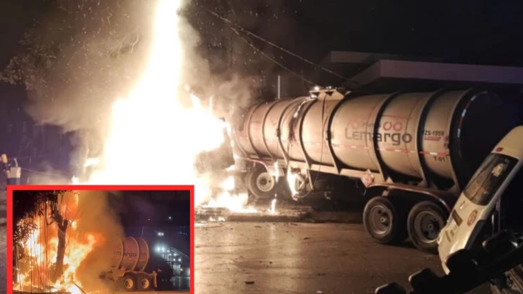 Choque entre combi y pipa genera explosión