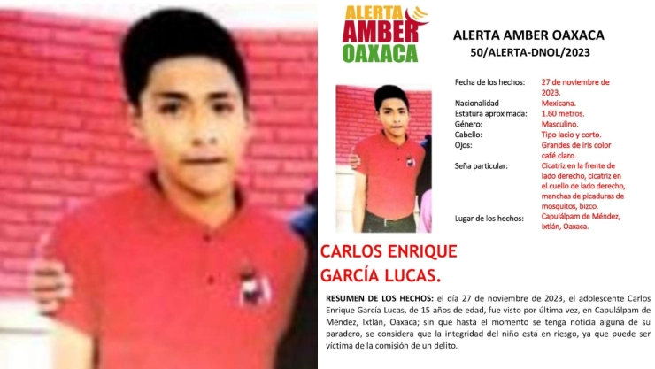 Alerta Amber Carlos Enrique Garcia Lucas Oaxaca