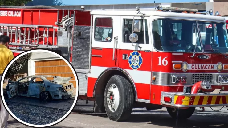 Carro incendiado en Las Quintas