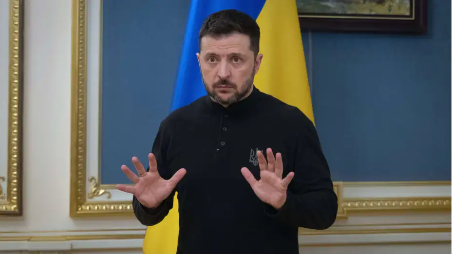 Volodymyr Zelenskyy durante una conferencia de prensa en Kiev.
