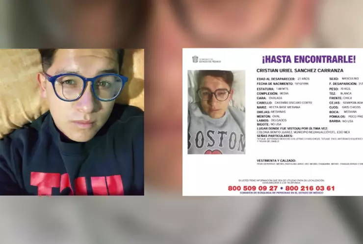 Cristian Uriel Sánchez Carranza fue visto por última al salir de un bar en Neza.