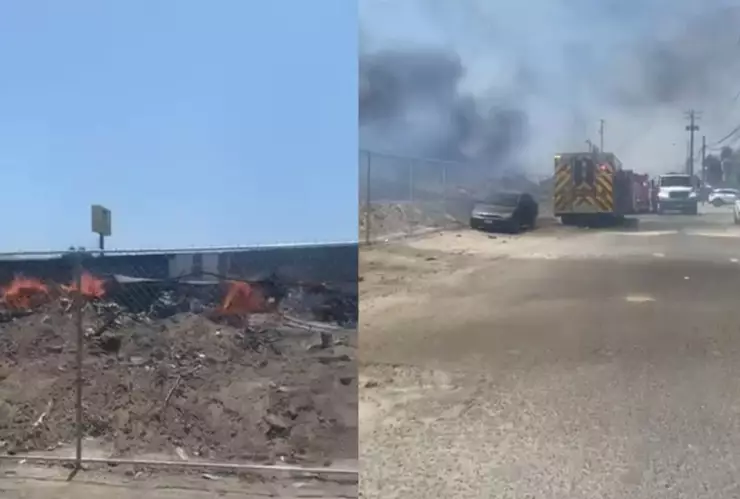 Incendio en cartonera de Los Pinos en Tijuana hoy martes 27 de mayo de 2025