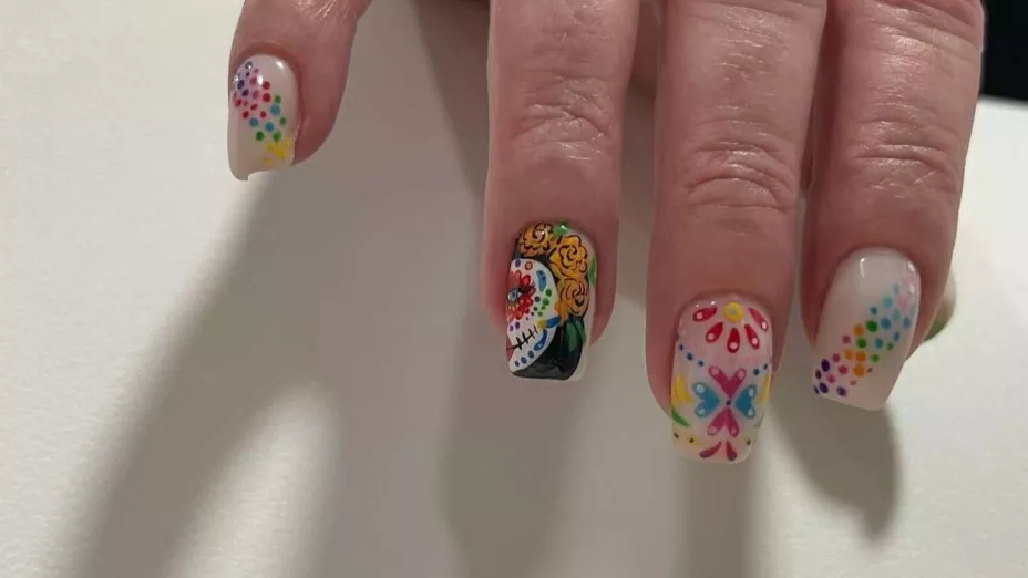 uñas de catrinas para dia de muertos