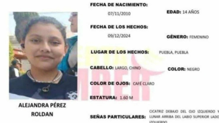 Reportan a la niña Alejandra Pérez Roldán como desaparecida en Puebla