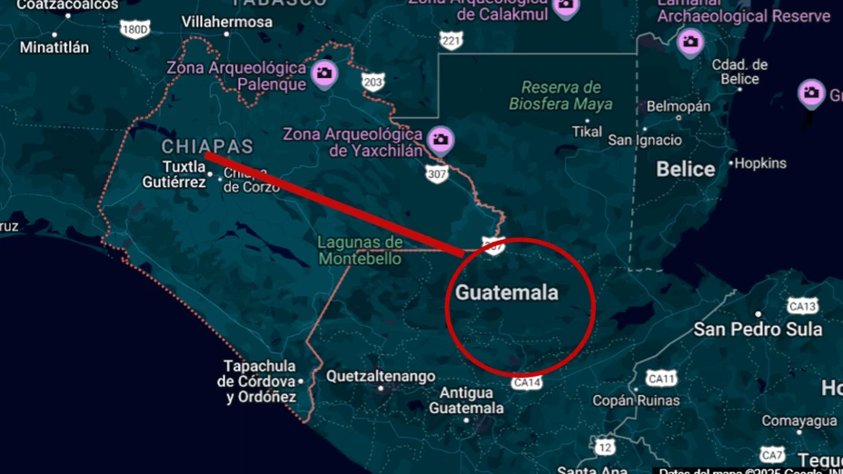 Tiempo de Chiapas a Guatemala