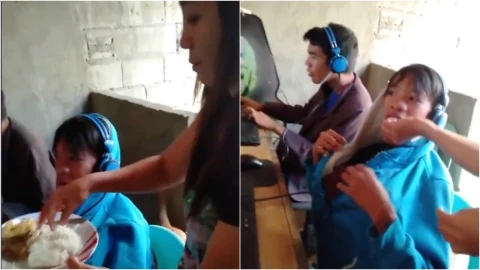 VIDEO_ ¡De no creerse! Madre alimenta a su hijo que se rehusa a comer por estar en sesiones de video