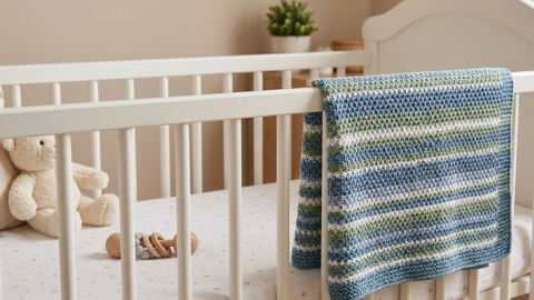 Cobija para bebé de crochet de líneas