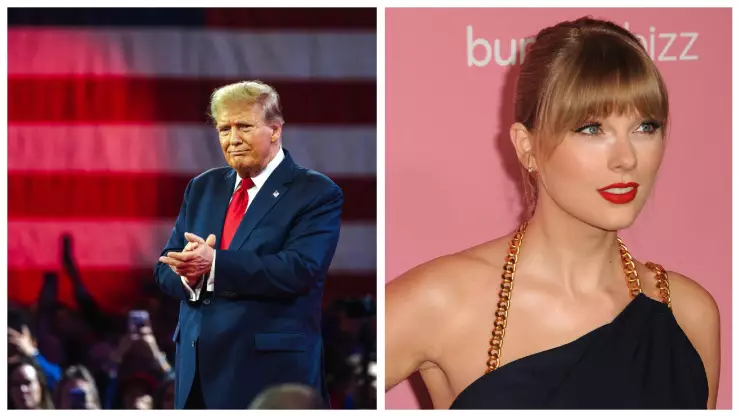Una imagen de Donald Trump y la otra de la cantante estadounidense Taylor Swift 