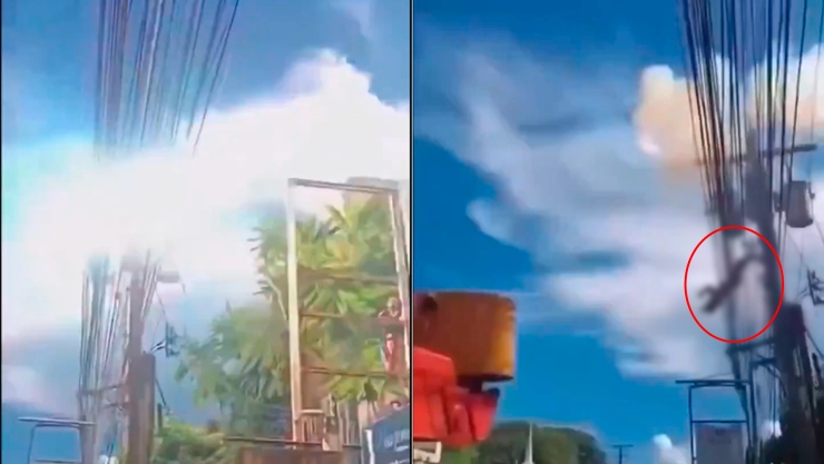 VIDEO SENSIBLE | Sujeto muere al caer sobre cables de alta tensión y se prende en llamas tras explosión