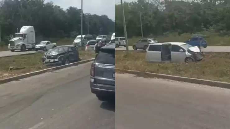 Accidente deja a personas lesionadas en la carretera federal 307 en tramo Playa del Carmen - Puerto Morelos y genera tráfico HOY.jpg