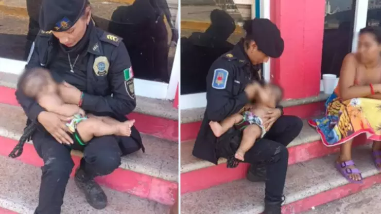 mujer policia amamanta bebe guerrero dias sin comer
