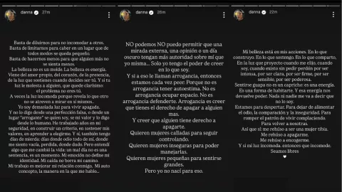 Danna publica mensaje sobre estándares de belleza y presión social