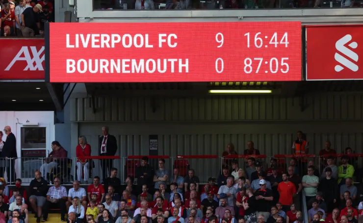 Marcador de la histórica goleada del Liverpool