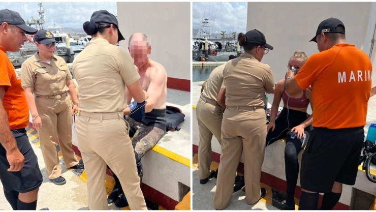 Rescatan a turistas atrapados en fuerte oleaje de Cabo San Lucas