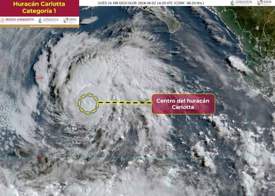 huracan carlotta trayectorita