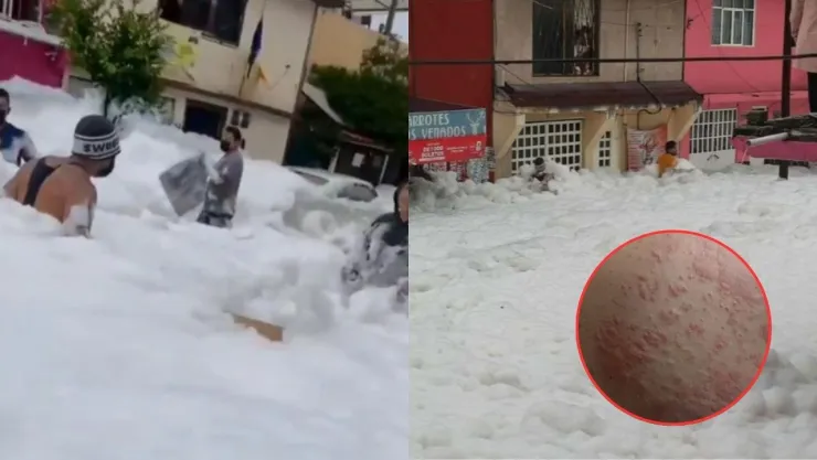 Personas expuestas a la espuma generada por presa en Naucalpan