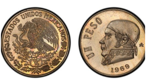 monedas mexicanas un peso pesos 1969