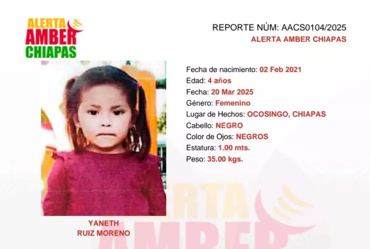 Alerta Amber Chiapas: Andrea Yamileth Ruiz Moreno y Yaneth Ruiz Moreno