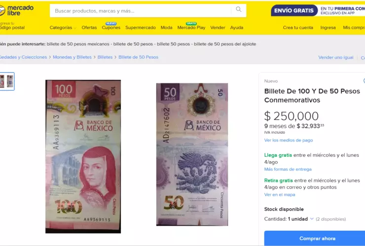 billetes conmemorativos