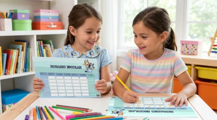 Calendario escolar de Bluey en PDF para imprimir | De lunes a viernes y GRATIS