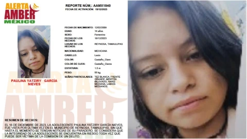 Alerta Amber Paulina Yatziri García Nieves Tamaulipas