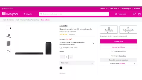 Oferta Liverpool barra de sonido Samsung