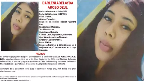 Se reporta la desaparición de Darleni Adelayda Arceo Dzul, adolescente de 15 años, en Bacalar: ¿Qué se sabe?