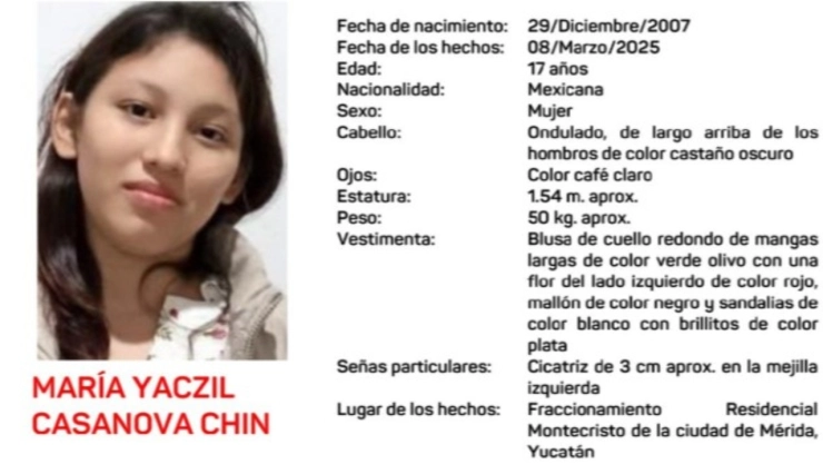 ALERTA AMBER: María Yaczil Casanova Chin desapareció en Mérida, Yucatán; la buscan con urgencia