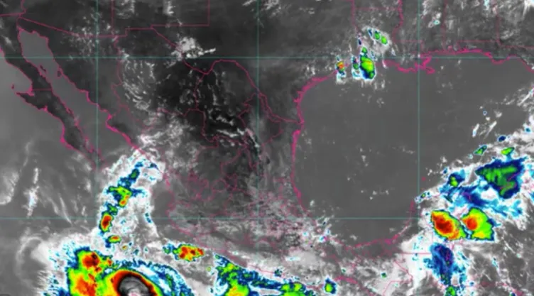 Mapa satelital de las lluvias por huracán “Narda”.