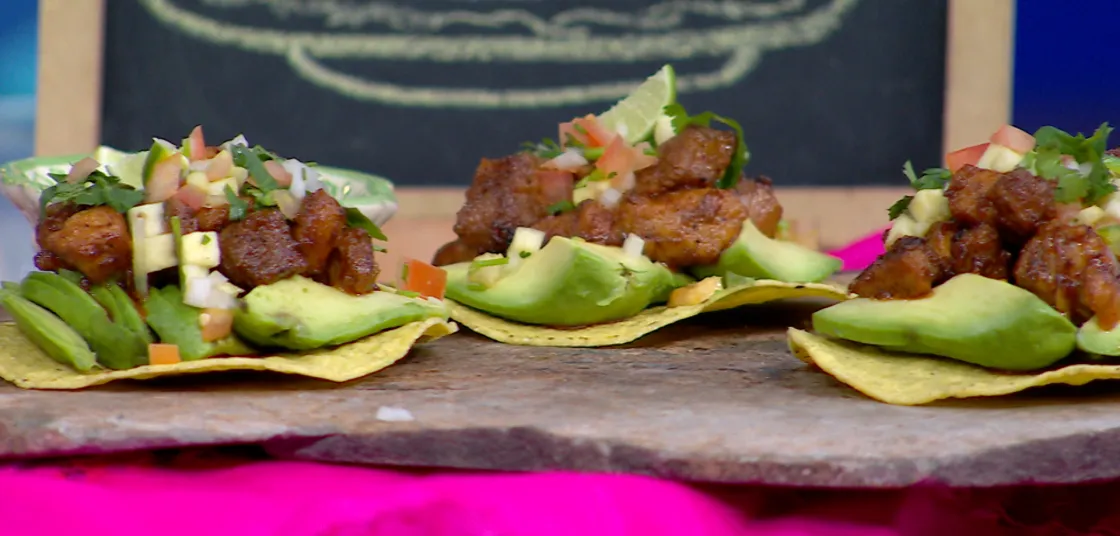 Tostadas de cerdo agridulce
