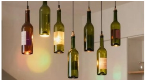 botellas de vidrio reciclar lámparas