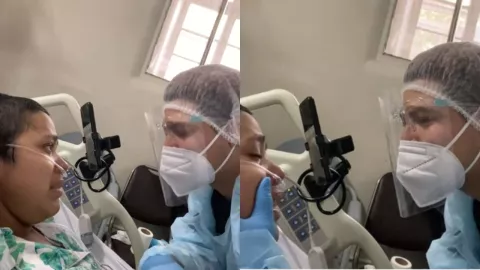 Mujer se despide de su novio