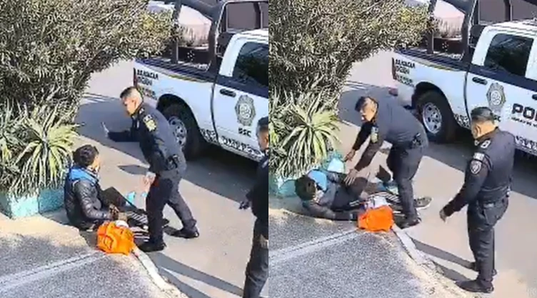 Policía cachetea a jardinero en la CDMX