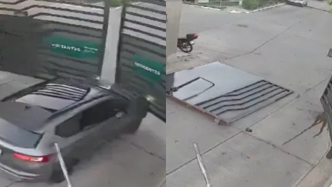 Derriban portón de una privada en Culiacán